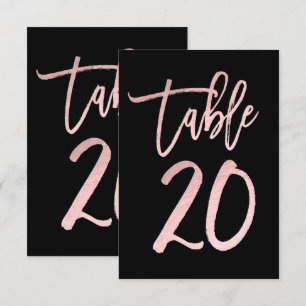 Rose Gold Pink Foil Modern Script Table Number 20