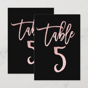 Rose Gold Pink Foil Modern Script Table Number 5