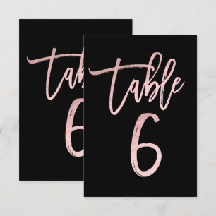 Rose Gold Pink Foil Modern Script Table Number 6
