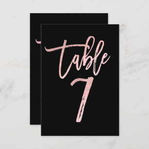 Rose Gold Pink Foil Modern Script Table Number 7