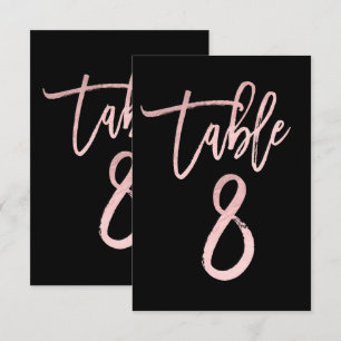 Rose Gold Pink Foil Modern Script Table Number 8