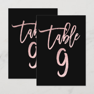Rose Gold Pink Foil Modern Script Table Number 9