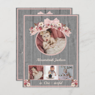 Rose gold pink Girls1st Birthday She is one-derful