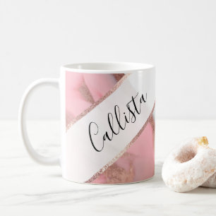 Rose Gold Pink Girly Modern Painted Marble Coffee Mug