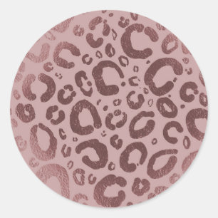 Rose Gold Pink Glam Leopard Print Party Classic Round Sticker