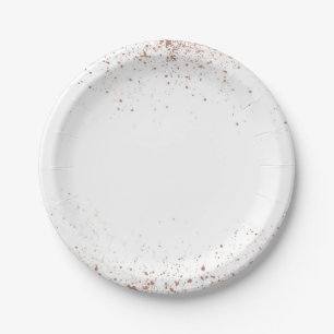 Rose Gold Pink Glam Modern Chic Wedding Paper Plate