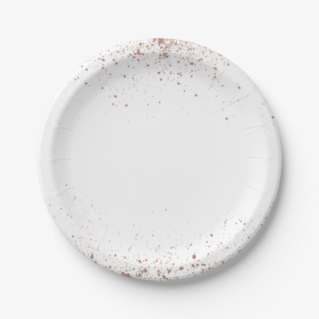 Rose Gold Pink Glam Modern Chic Wedding Paper Plate (Front)