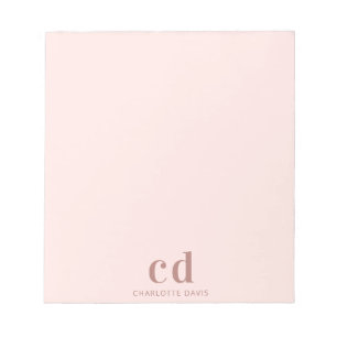 Rose gold pink glam monogram minimalist notepad