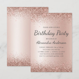 Rose Gold Pink Glitter Any Age Birthday Party Invitation