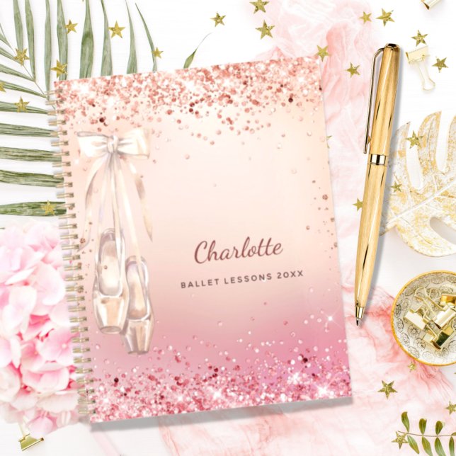 Rose gold pink glitter ballerina monogram 2022 planner (Creator Uploaded)