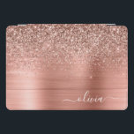 Rose Gold Pink Glitter Brushed Metal Monogram iPad Pro Cover<br><div class="desc">Rose Gold - Blush Pink Faux Foil Metallic Sparkle Glitter Brushed Metal Monogram Name Laptop Case. This makes the perfect sweet 16 birthday,  wedding,  bridal shower,  anniversary,  baby shower or bachelorette party gift for someone that loves glam luxury and chic styles.</div>