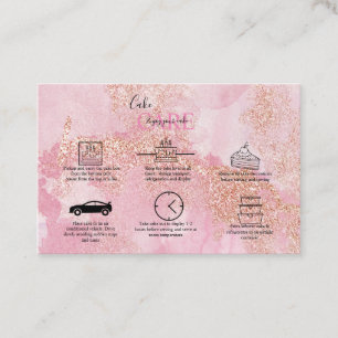 Rose Gold Pink Glitter Cake Care Business Card