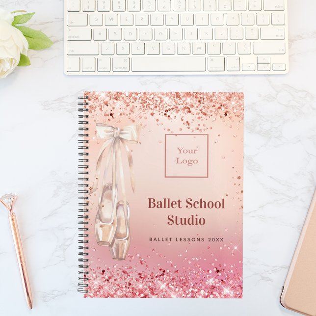 Rose gold pink glitter dance school logo 2024 planner (Creator Uploaded)