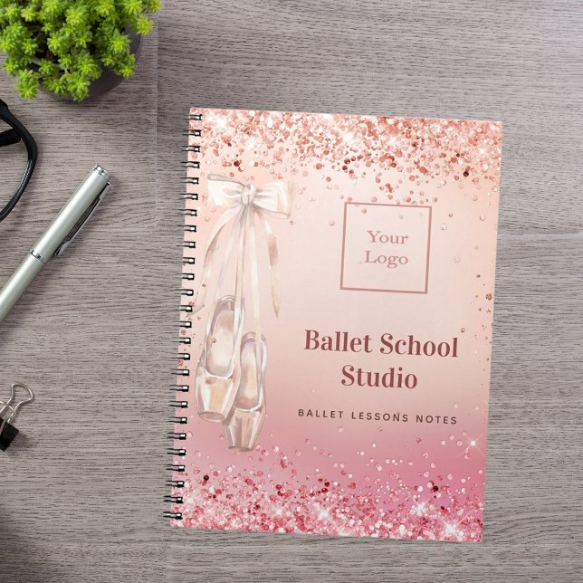 Rose gold pink glitter dance school logo journal (Creator Uploaded)