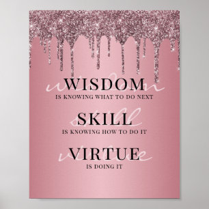 Rose Gold Pink Glitter Drips Motivational Quote Poster