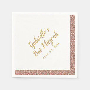 Rose Gold Pink Glitter Girly Party Napkins