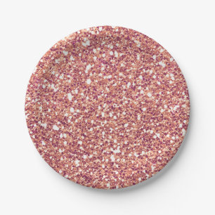 Rose Gold Pink Glitter Glam Custom Party Paper Plate