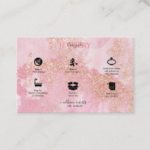 Rose Gold Pink Glitter Jewellery Care Business Card