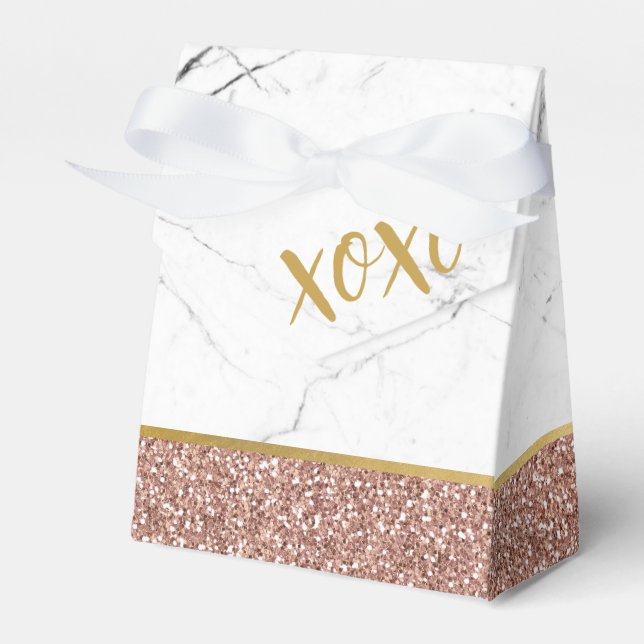 Rose Gold Pink Glitter Modern Birthday Sweet 16 Favour Box (Front Side)