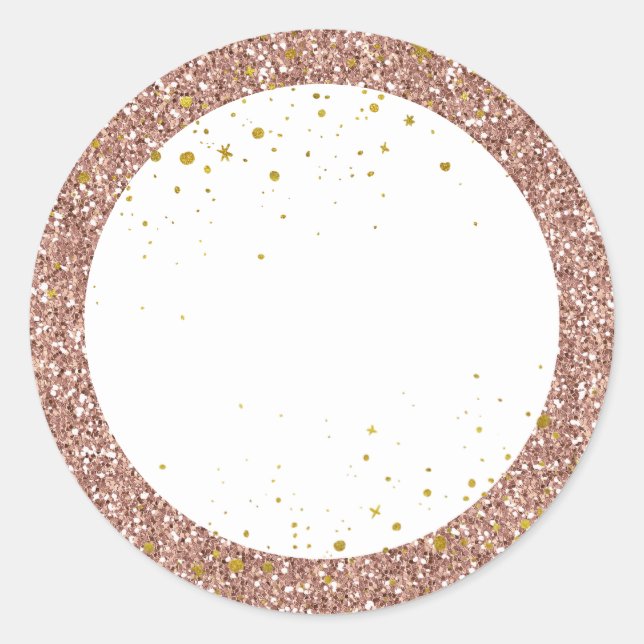 Rose Gold Pink Glitter Personalised Favour Classic Round Sticker (Front)
