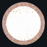 Rose Gold Pink Glitter Personalised Favour Classic Round Sticker<br><div class="desc">Rose gold glitter and gold sparkle personalised custom text sticker template so you can design your own favour labels for a fun and girly birthday party. Perfect for a little girl's 1st 5th, or 8th birthday, or a big girl's 13th 15th sweet 16th, 18th or 21st birthday or graduation, and...</div>
