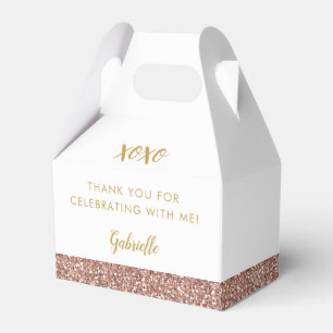 Rose Gold Pink Glitter Simple Modern Girl Birthday Favour Box