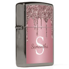 Rose Gold Pink Glitter Sparkle Drip Monogram Name