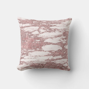 Rose Gold Pink Glitter Sparkly Marble Glam Trendy Cushion