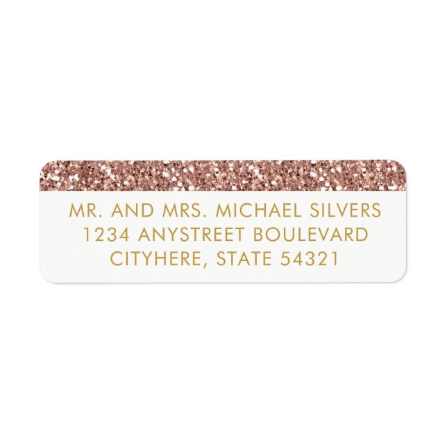 Rose Gold Pink Glitter Stripe Return Address Label (Front)