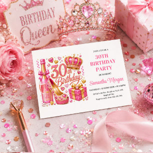 Rose Gold Pink Glitter Thirty Birthday Invitation