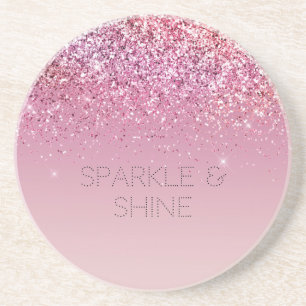 Rose Gold Pink Gold Glitter Sparkle Coaster