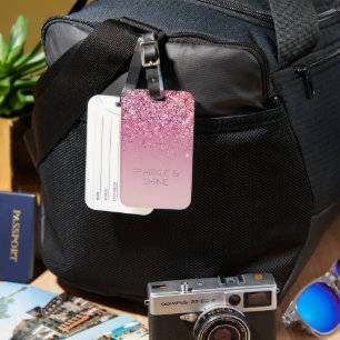 Rose Gold Pink Gold Glitter Sparkle Luggage Tag