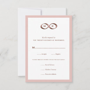 Rose Gold Pink Infinity Hand Clasp Wedding RSVP Ca Card