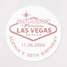 Rose Gold Pink Las Vegas Birthday Custom Favour