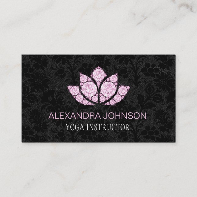 Rose Gold - Pink Lotus Flower Yoga Instructor Business Card (Front)