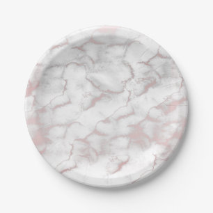 Rose Gold Pink Marble Modern Chic Trendy Party Paper Plate
