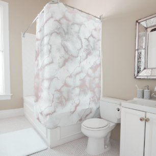Rose Gold Pink Marble Modern Chic Trendy Shower Curtain