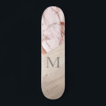 Rose Gold Pink Marble Wood Girly Chic Monogram  Skateboard<br><div class="desc">Presenting our Rose Gold Pink Marble Wood Girly Chic Monogram Skateboard—an inspired creation designed to capture the essence of skater girls everywhere. This personalised skateboard combines elements of elegance and playfulness, featuring a beautiful rose gold hue, pink marble texture, and wood accents. The addition of a monogram adds a personal...</div>