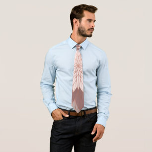 Rose Gold Pink Mauve Hand Drawn Flower Art Tie