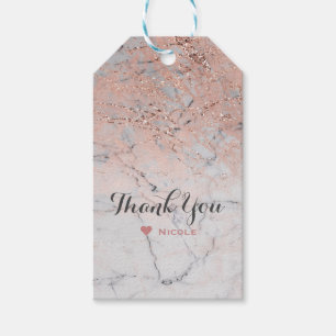 Rose Gold Pink Modern Marble Glam Chic Party Favou Gift Tags