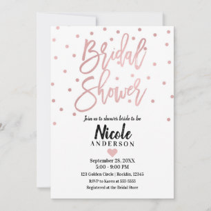 Rose Gold Pink Modern Script Bridal Shower Invitation