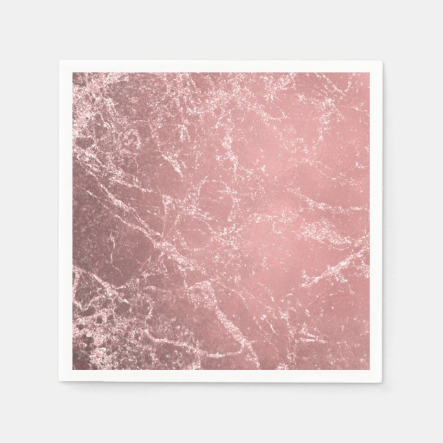 Rose Gold Pink Modern Trendy Glam Marble Chic Napkin (Front)