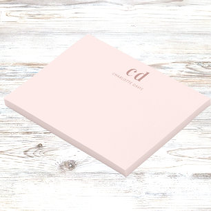 Rose gold pink monogram minimalist post-it notes