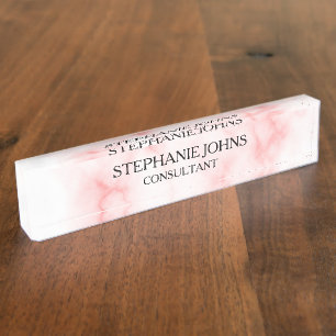 Rose Gold Pink Monogram Name Modern Marble Pattern Nameplate