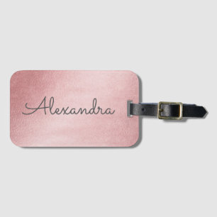 Rose Gold Pink Monogrammed Name Luggage Tag