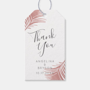 Rose Gold Pink Palm Leaves Favour Tags