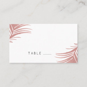 Rose Gold Pink Palm Leaves Tropical Place Card