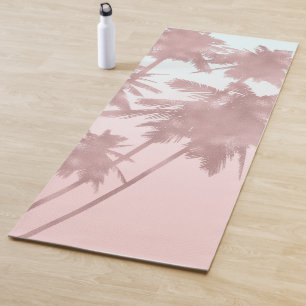 Rose Gold Pink Palms Beach Ombre Palm Trees Chic Yoga Mat