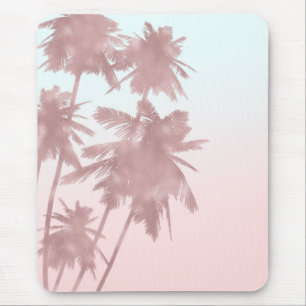 Rose Gold Pink Palms Beach Ombre Palm Trees Girly Mouse Pad