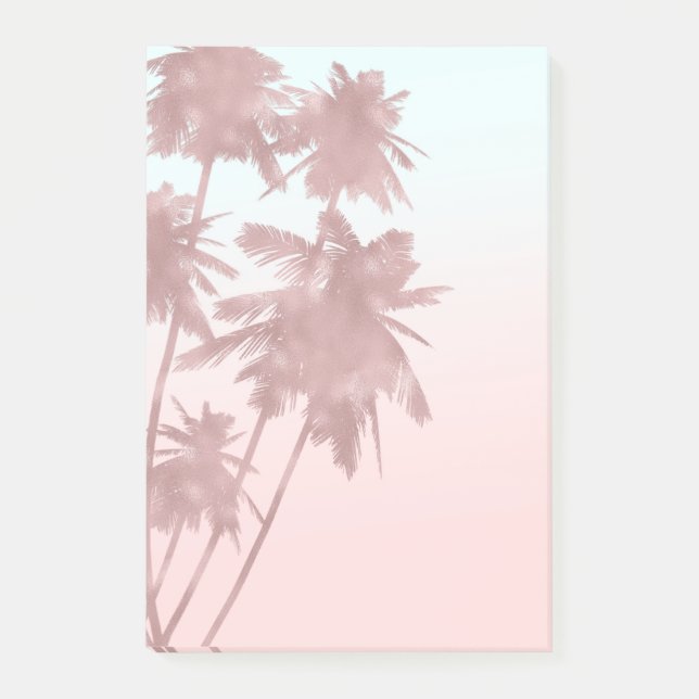 Rose Gold Pink Palms Beach Ombre Palm Trees Girly Post-it Notes (Front)